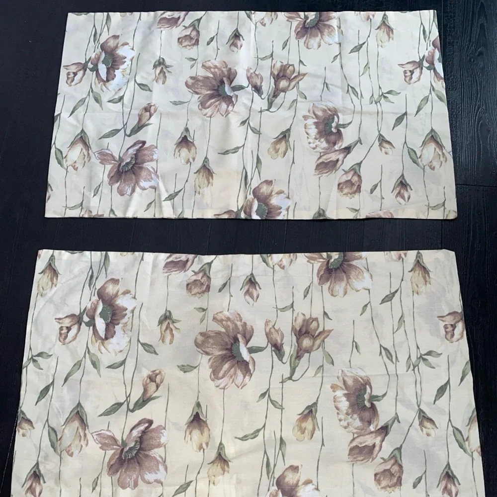 Vintage Cannon Standard Pillow‎ Shams Floral Cottage Shabby Set (2) USA Made